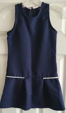 US Polo Assn Girls Uniform School Jumper Dress Sz 10 Navy 100 Polyester