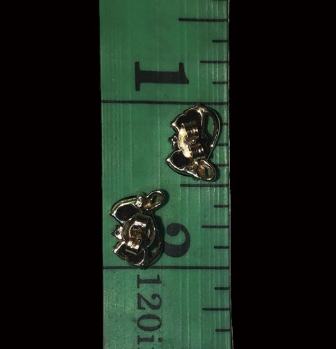 14k Gelbgold Paar Doppel Granat Herzen je 1 Diamant Ohrstecker 14k Rücken - Bild 10 von 12