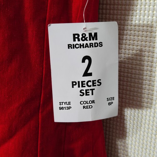 R&M Richards Dress Blazer Women 6 Petite Red Fit Flare Bolero Jacket Sleeveless - Picture 11 of 17
