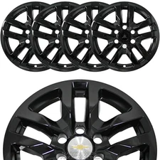 4 fits 2019-24 SILVERADO 1500 SUBURBAN 18" Black Wheel Skins Hub Caps Rim Covers