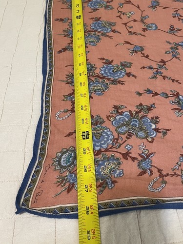 Vintage Oscar de la Renta Scarf Square Rayon Made in Japan Floral Pink Blue  - Bild 10 von 11