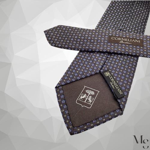 CORNELIANI XL Brown Geometric Silk Tie Hand Made In Italy W: 3.25" EX COND - Picture 6 of 7