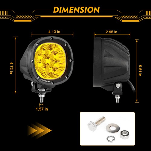 AUXBEAM 2pcs 4" Amber LED Fog Pods Spot Work Light Offroad For Ford Bronco 21-23 - Bild 2 von 12