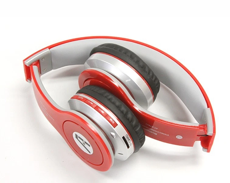 Galaxy S6 S7 S8 Wireless Bluetooth Stereo Headset with Mic and FM Radio - Red  - Image 2 of 4