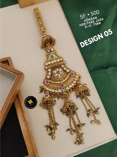 New Juda pin pearl kundan wedding indian bridal gift set jewelry indian women - Picture 2 of 14