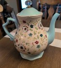 Pioneer Woman Kari 2.4-Quart Tea Pot Coffee Pot Aqua Blue Florals Nwt New