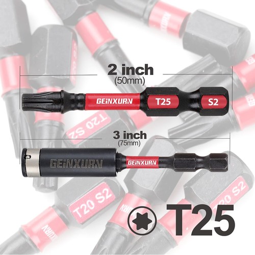 50 Pieces T25 2 In Impact Tough Magnetic 25 Torx Head Power Bits S2 Alloy Steel - Picture 2 of 9