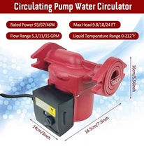 CariviaHot Water Recirculating Pump,115V Circulation Pump,3-Speed Control...