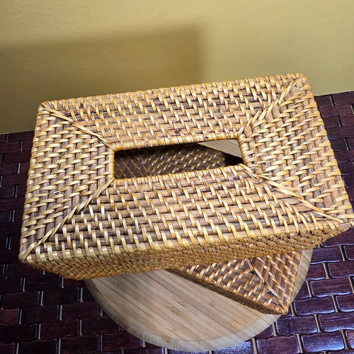 2er Set Tissue Box Abdeckungen Rechteck Rattan Tissue Box Halter, Korb Deko - Bild 2 von 8