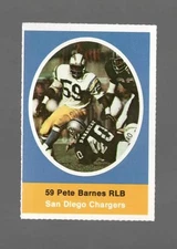 1972 Sunoco Stamps Pete Barnes San Diego Chargers #NNO Near Mint or Better