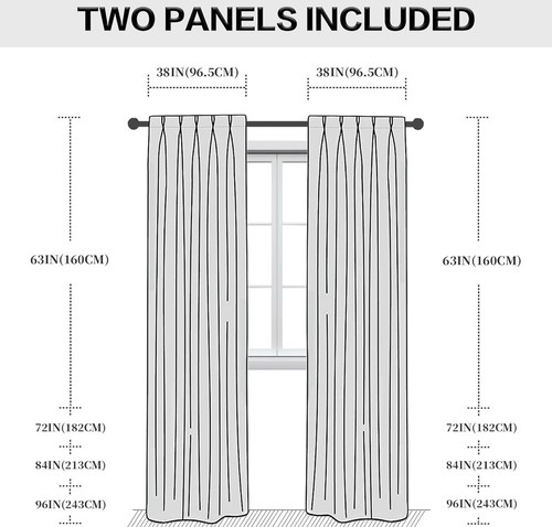Pinch Pleated Thermal Insulated Blackout Window Curtains 38”x84” 2 Panel Grey - Picture 5 of 6