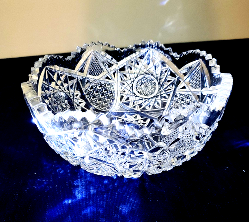 Sierra de vidrio de corte de cristal brillante americano de colección tazón de dientes cortado a claro hecho en EE. UU. - Imagen 2 de 11