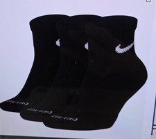 Nike Everyday Plus Dri-Fit Ankle Cushion Socks 3 Pk Small YOUTH 3Y-5Y WMN 4-6  