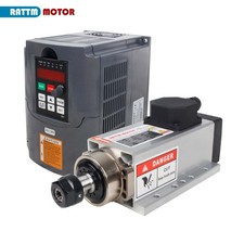 US SHIP】2.2KW Spindle Motor 220V Square Air Cooled ER20 24000RPM+VFD Inverter
