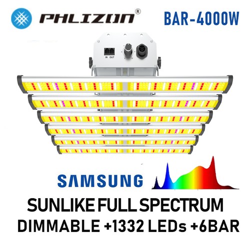 BAR-4000W Full Spectrum w/ Samsung LED Grow Lights 5X5FT for Indoor Hydroponics