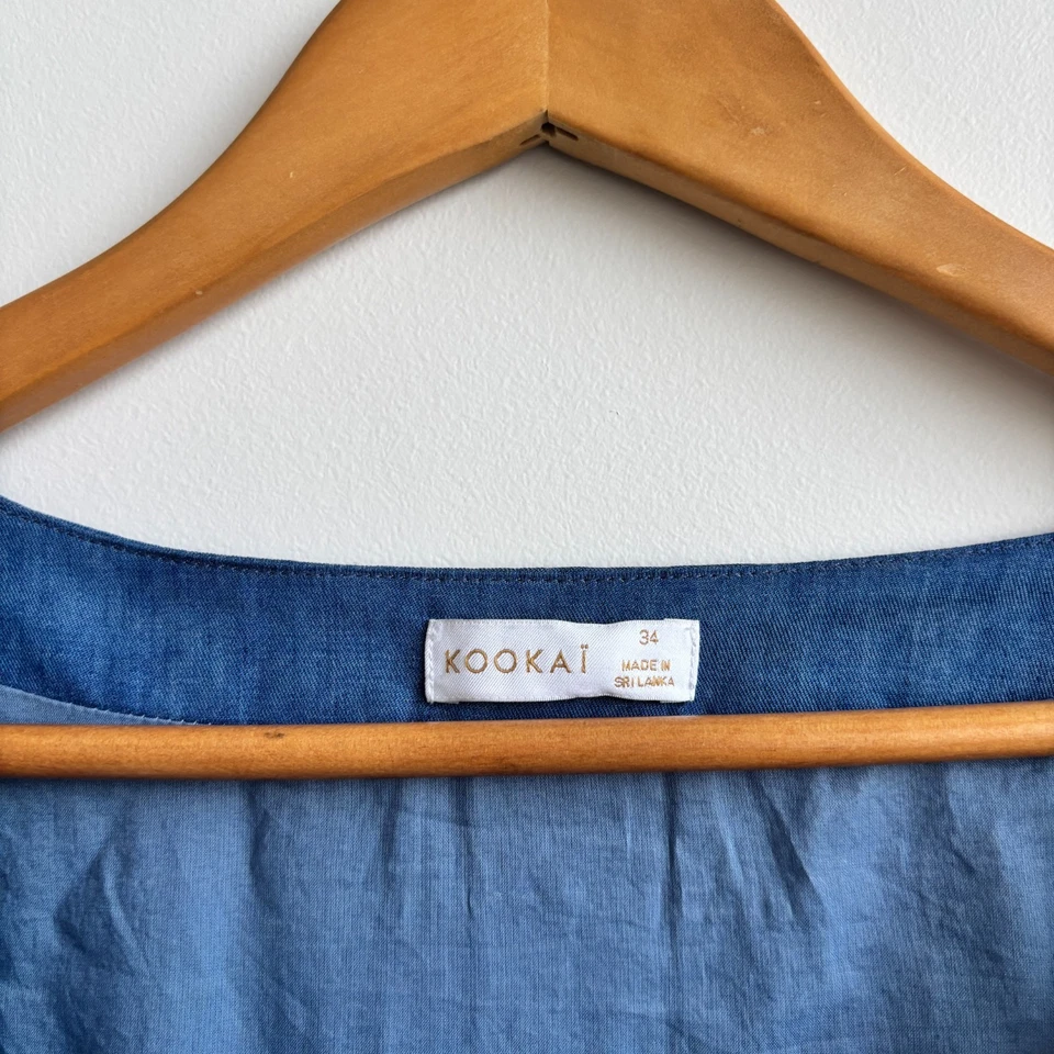 Kookai 'Tash Wrap' Tencel Wrap Dress Women's Long Sleeve Denim Mini Sz 34 AU6 - image 4 of 4