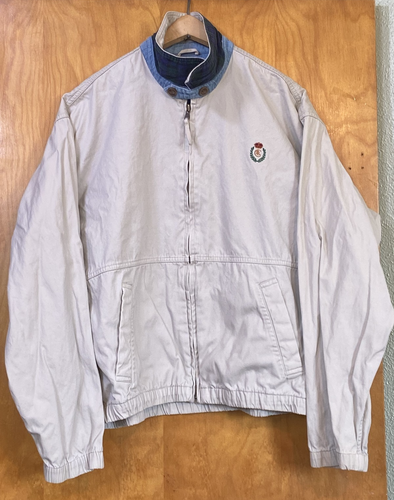 Vintage Chaps Ralph Lauren Jacket Mens Medium Beige Crest Plaid Collar 90s Coat - Picture 3 of 7