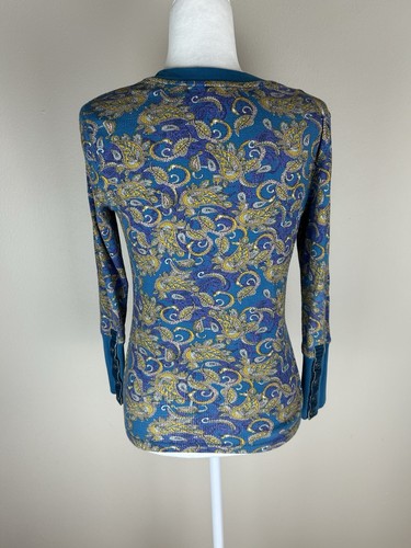 Sundance S Top Samtbündchen Paisley Thermo Langarmshirt Boho Damen - Bild 2 von 4