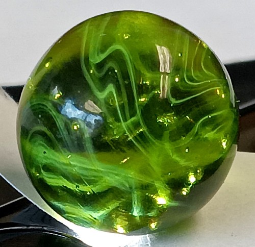 Vintage Marbles Ravenswood Clear Green Glass Base W/ Bubbles & White Swirl .65" - Picture 13 of 17