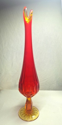 Vintage Fenton Valencia Amberina geschwungene Kunstglasvase 11,5" - Bild 1 von 10