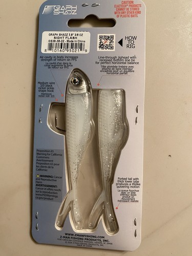 Z-man Graph Shadz Line Thru Jig Head Swimbait 3.8” 3/8oz Sight Flash - Picture 2 of 2