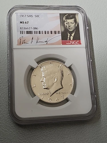1967- SMS KENNEDY HALF DOLLAR NGC MS 67 SPECIAL LABEL  FACSIMILE SIGNATURE 