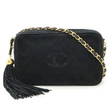 Chanel Matelassé Suede Shoulder Bag Women Black One Size