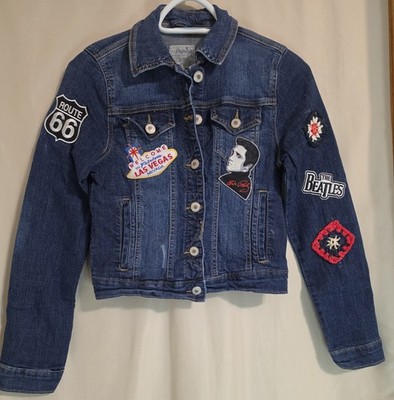 Women's Jean Jacket By Papaya Size Small Customized With Patches