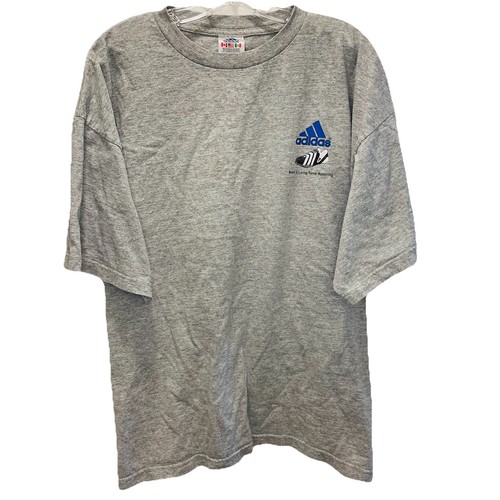Vintage XL 90s ADIDAS Long Time Running Shoe Promo T Shirt 1999 Gray & Graphics - Picture 2 of 10