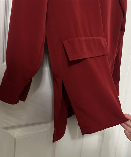 Vintage Papell Petites Adrianna Papell rote Bluse Oberteil Knopfleiste Damengröße 4P - Bild 5 von 9