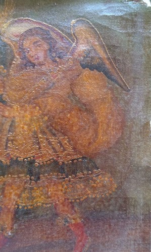 *HH* Antico Quadro Dipinto Santo Angelo Cuzco Tela Religiosa Votiva Devozionale - Bild 22 von 24
