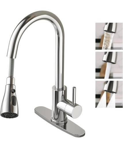 Commercial Kitchen Faucet Pull Down Sprayer Mixer Single Handle Stainless Steel