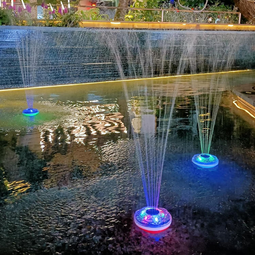 Fuentes Flotantes para Piscina con Espectáculo de Luces, Batería Recargable Estanque Fuente de Agua - Imagen 3 de 12