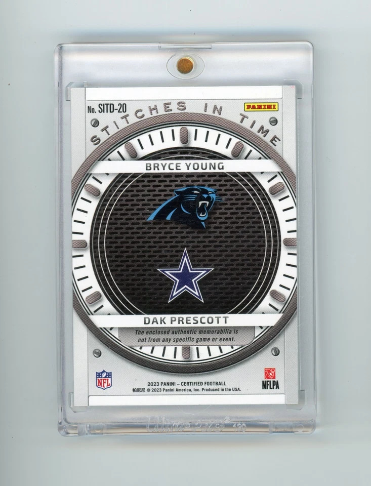 2023 Panini Certified Bryce Young Dak Prescott Black Nike Swoosh Patch 1/1 (D) - Image 2 of 2