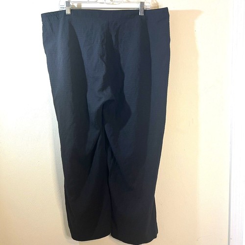 ExOfficio Pants Black Crepe Womens XL Wide Leg Crop Lightweight Lagenlook - Picture 2 of 6