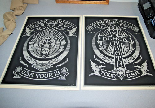Black Sabbath Tour 2013 Obey Shepard Fairey Silver Black Ozzy Osbourne Poster - Picture 1 of 6