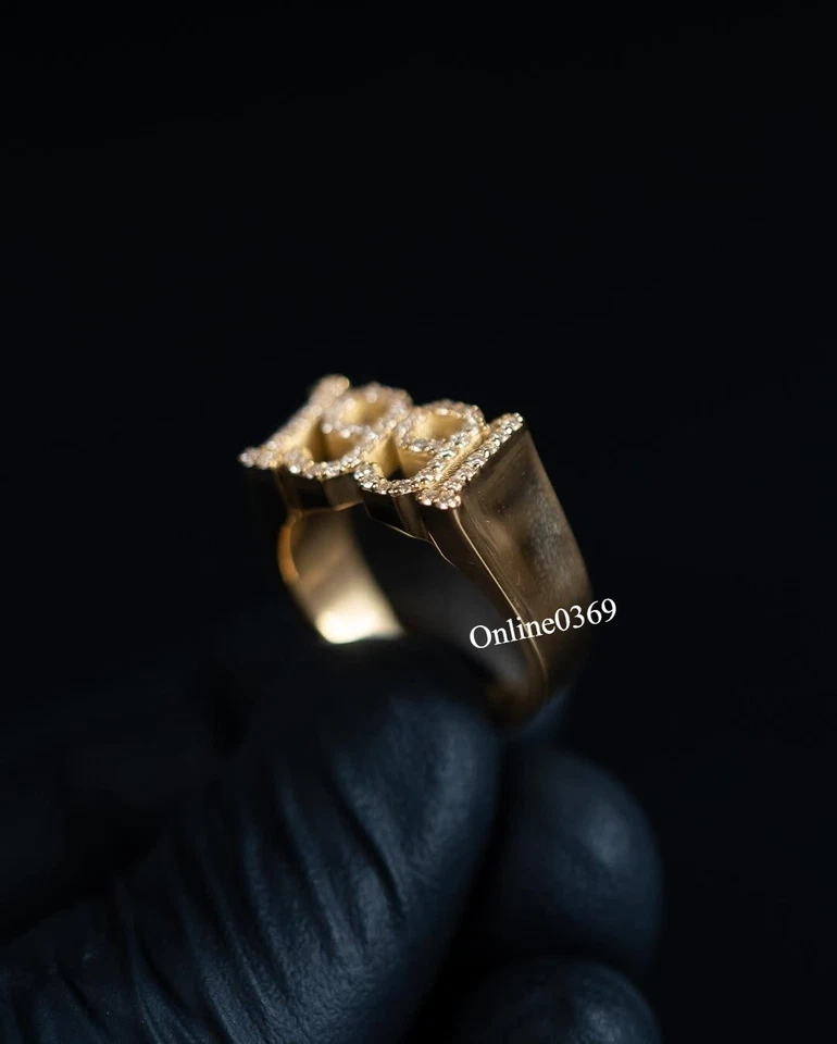 Anillo certificado diamante cultivado en laboratorio inicial cualquier número en plata chapada en oro amarillo Foto 4 de 4