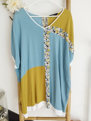 XXL 50 52 Ulla Popken Tunika Bluse Shirt türkis bunt Blumen Longshirt Viskose - Bild 2 von 6