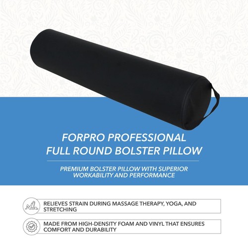 ForPro Full Round Bolster Pillow, Black, Oil and Stain-Resistant, for Massage... - Picture 3 of 7
