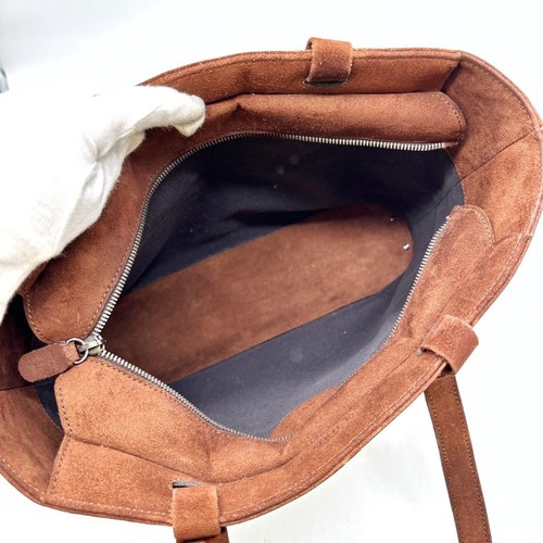 TOD'S Handbag Tote Bag Shoulder bag Brown Suede/Leather "Logo Embossed" 047152d - Picture 8 of 24
