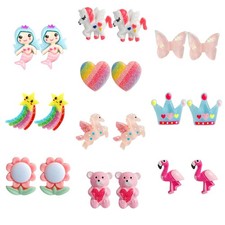 Hypoallergenic Clip-On Earrings Set for Girls Age 4-12 - 10 Pairs Jewelry Gift