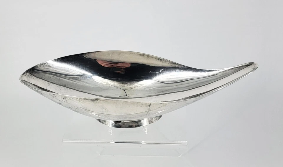 Tigela decorativa Reed & Barton 1950 John Prip banhada a prata 65 lágrimas - Imagem 2 de 4