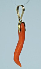 Antico ciondolo ramo di corallo rosso naturale con cauzione in oro 18 carati - circa fine 1800