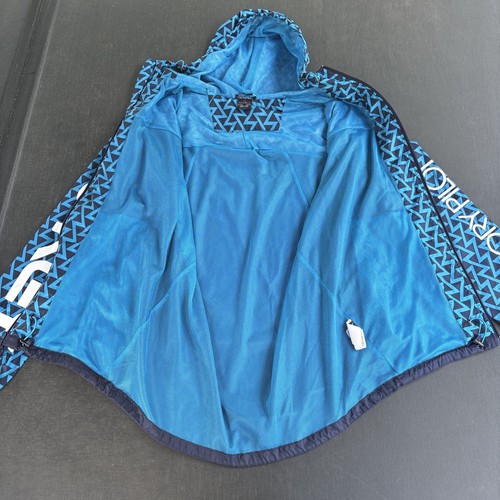Oakley Herren M Factory Pilot Windbreaker Jacke Full Zip Blau Hoodie Spell Out - Bild 8 von 12