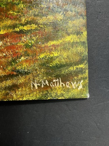 Original Oil Painting “Landscape with Sheep” Signed N. Matthews 24x18 Pastoral - Picture 5 of 7