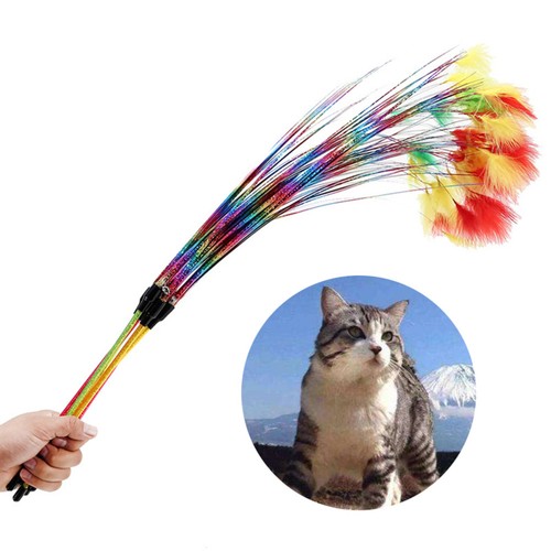 Teaser Toys Kitten Funny Colorful Rainbow Rod Cat Wand Toys Plastic Pet - Picture 12 of 12