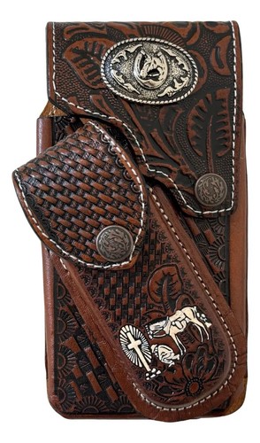 Leather Vaquero Charro Phone Case And Pocketknife Pouch Holster Made In Mexico - 第 5/6 張圖片