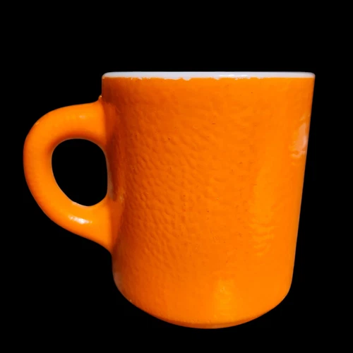 Vintage Hazel Atlas Milk Glass Coffee Mug Orange Peel Texture Retro MCM Tea Cup