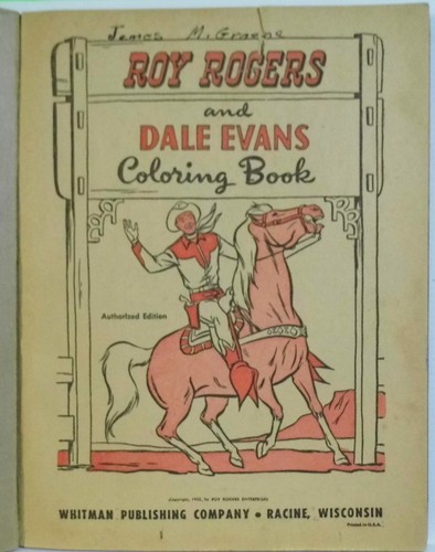 Libro da colorare vintage Roy Rogers Dale Evans 1952 - Foto 2 di 22
