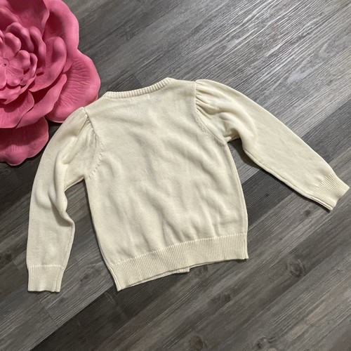 PINK CHICKEN Girls 6Y Cream Red Heart Pocket Glitter Buttons Cardigan Sweater - Picture 7 of 10